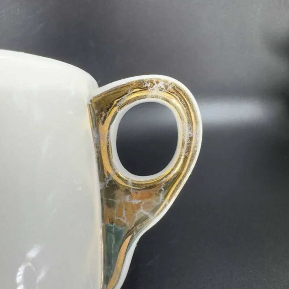Anthropologie Letter A Initial Gold‎ Monogram White Coffee Mug Cup Ceramic Mug